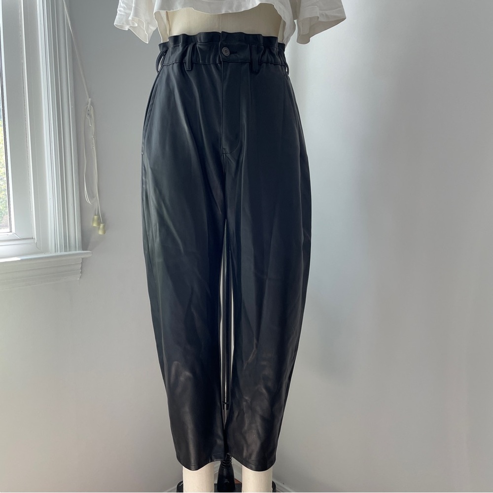 Zara Black Ankle Cropped Paperbag Pants